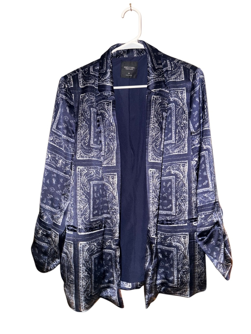 Simply Vera Vera Wang Navy Paisley Print Blazer